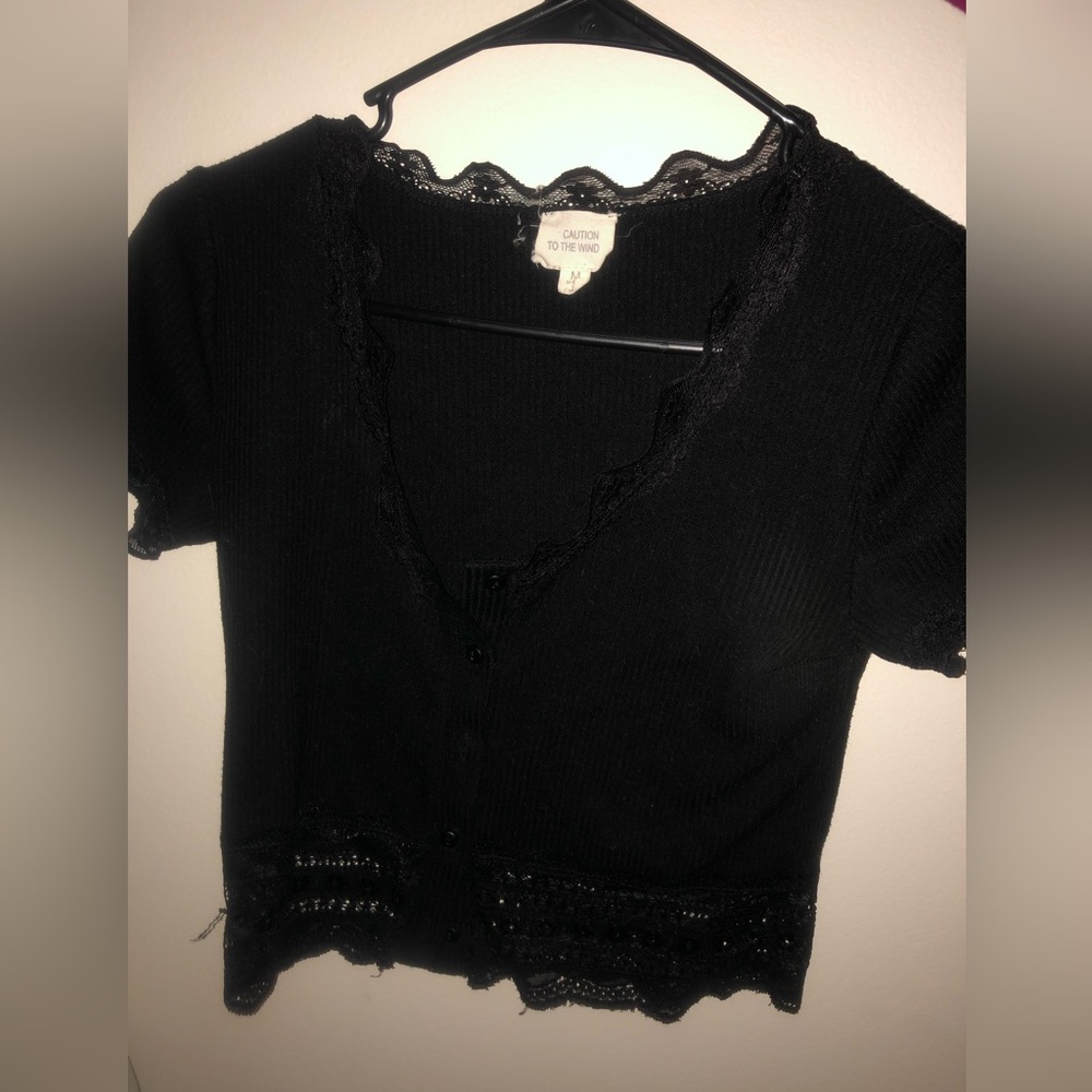 Medium Black “Caution To the Wind” Top